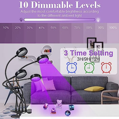 USB UV Black Light 4-Head, 20W 395nm-405nm LED UV Lamp with Clamp, Gooseneck UV Light for Resin Curing, Blacklight Posters, Fluorescent Paint - size: 4 Heads
