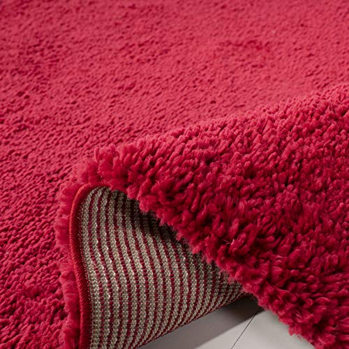 SAFAVIEH August Shag Collection Accent Rug - 2'3" x 4', Red, Solid Design, Non-Shedding & Easy Care, 1.2-inch Thick Ideal for High Traffic Areas in Entryway, Living Room, Bedroom (AUG900Q) - color: Red, size: 2'3" x 4' (Rectangular)