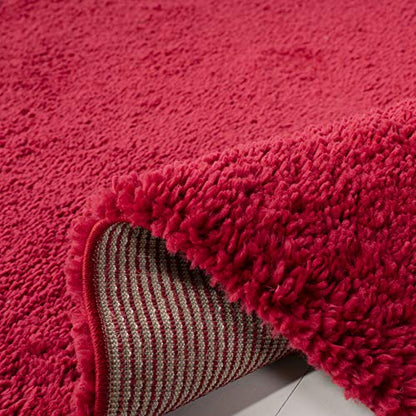 SAFAVIEH August Shag Collection Accent Rug - 2'3" x 4', Red, Solid Design, Non-Shedding & Easy Care, 1.2-inch Thick Ideal for High Traffic Areas in Entryway, Living Room, Bedroom (AUG900Q) - color: Red, size: 2'3" x 4' (Rectangular)