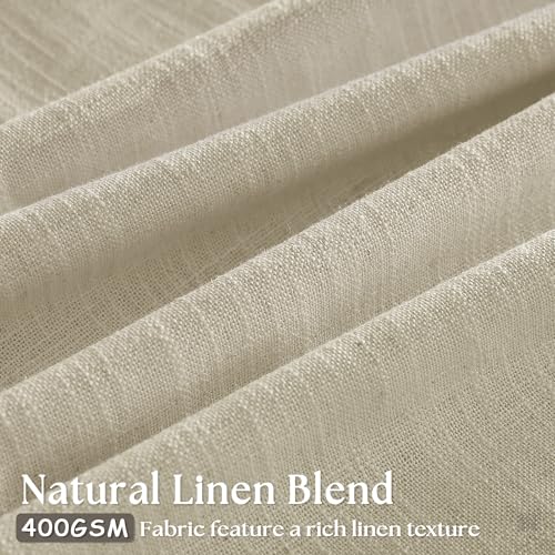 86 Inch Linen Neutral Curtains 2 Panels Set Pinch Pleated for Living Room Bedroom Memory Training Shaped Semi Sheer Neutral Beige Flax Burlap Pleat Drapes Hooks Rings Light Filtering Window Curtain - color: Linen, size: 40"W x 86"L (Pack of 2)
