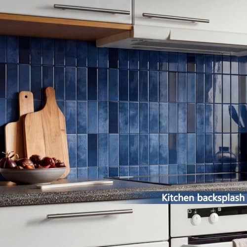 10 Sheets Upgraded Thicker Design Subway Tile Peel and Stick Backsplash | 12”×12”Self Adhesive Wall Tiles Stick on Back Splash for Kitchen,Bathroom,Camper(Blue) - color: Blue