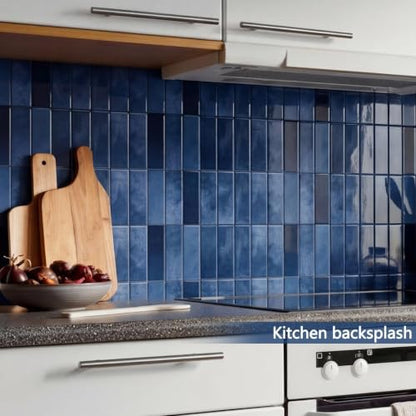 10 Sheets Upgraded Thicker Design Subway Tile Peel and Stick Backsplash | 12”×12”Self Adhesive Wall Tiles Stick on Back Splash for Kitchen,Bathroom,Camper(Blue) - color: Blue