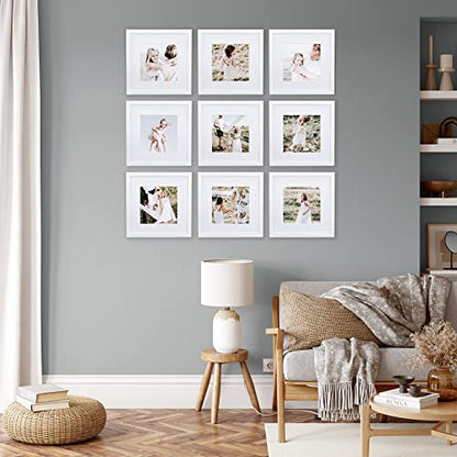 Sheffield Home 9 Piece Gallery Wall Frame Set, 12x12 Inch, White - color: White, size: 12x12 Inch