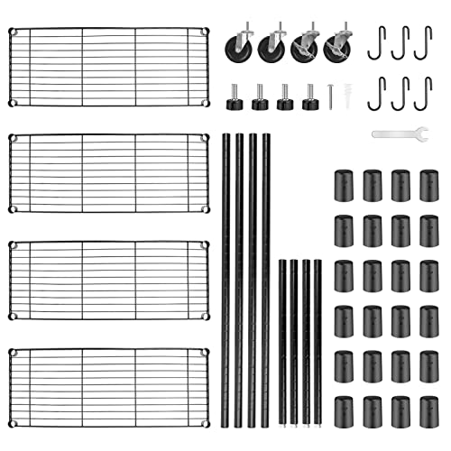Shelving Storage Units on Wheels Casters, Adjustable Heavy Duty Metal Shelf Wire Storage Rack for Home Office Garage Kitchen Bathroom Organization,36" Wx14 Dx57 H - size: 4Tier 36"W x 14"D x 57"H