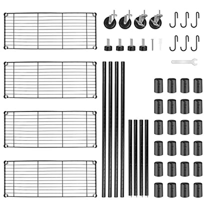 Shelving Storage Units on Wheels Casters, Adjustable Heavy Duty Metal Shelf Wire Storage Rack for Home Office Garage Kitchen Bathroom Organization,36" Wx14 Dx57 H - size: 4Tier 36"W x 14"D x 57"H