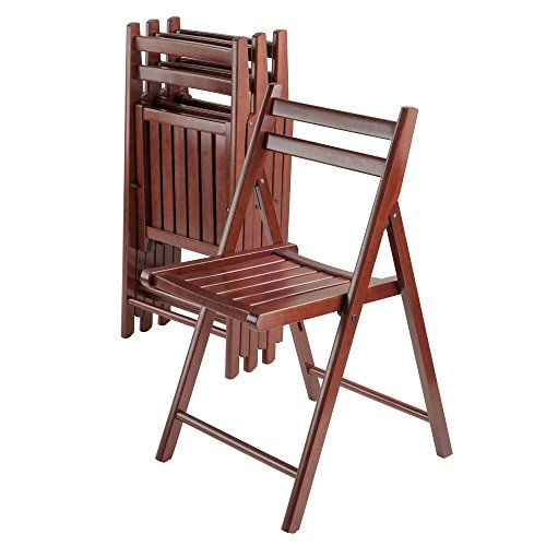 Winsome Wood Robin Seating, Walnut (Set of 4) | Convenient & Lightweight Portable Kitchen & Dining Chairs for Small Homes & Apartments, Indoor & Outdoor Foldable Seating - color: Walnut