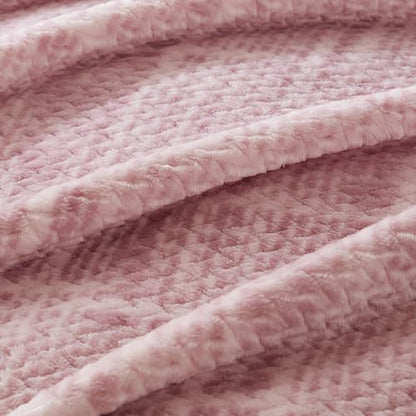 COOVA Fleece Bed Blanket Twin Size, Super Soft and Cozy 3D Jacquard Warm Blankets, Lightweight and Fuzzy Throw for Couch, Sofa, Chair, Giftable (Light Pink, 60"x80") - color: Graphite Light Pink, size: 60"x80"
