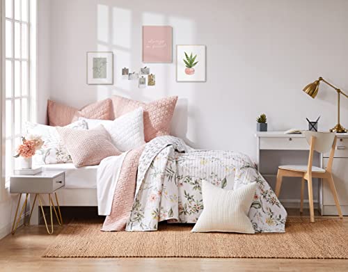 Levtex Home Viviana Reversible Twin XL/Twin Quilt Set (68x86in) with 1 Pillow Sham (26x20in) - Floral - Blush, Green, White - 100% Cotton Twin Size Quilt Bedding Set - Lightweight, Soft, Pre-Washed - color: Multicolor, size: Quilt - Twin