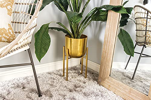 CosmoLiving by Cosmopolitan Metal Dome Planters, Set of 2, 19", 22"H, Gold | Large planter pots with removable plant stand indoor outdoor use, not watertight