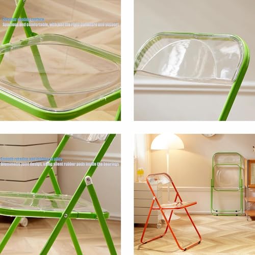 Stackable Transparent Acrylic Folding Chairs - Dining Stool with Backrest for Home & Living Room – Space-Saving, Modern Design (Green) - color: Green