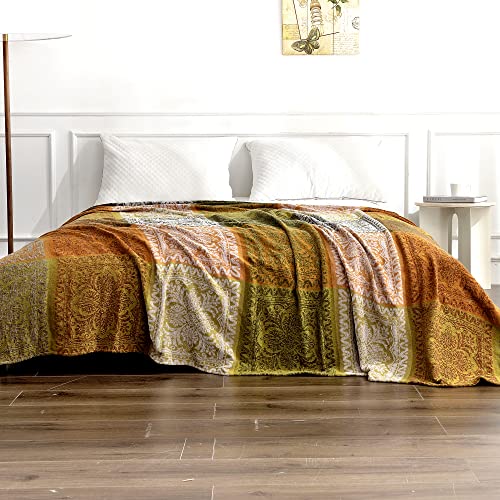 Boho Throw Blanket, Bohemian Tassels Throw Blankets for Bed Couch Soft Chair， Chenille Fringe Tassels (New Green, Large 86 * 102Inches) - color: New Green, size: Large (86 x 102 in)