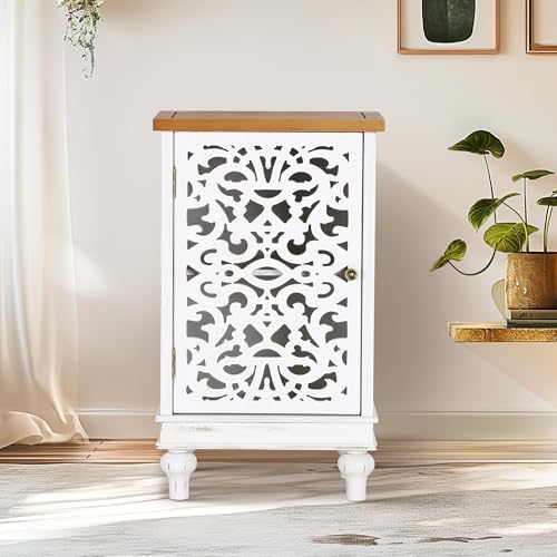 PHI VILLA Small Accent Cabinet with Door, Buffet Cabinet with Storage White | Small Accent Cabinet, End Side Table with Door, Nightstand, Entryway Buffet Cabinet with Storage, for Living Room, Bathroom - color: White, size: 1 Door