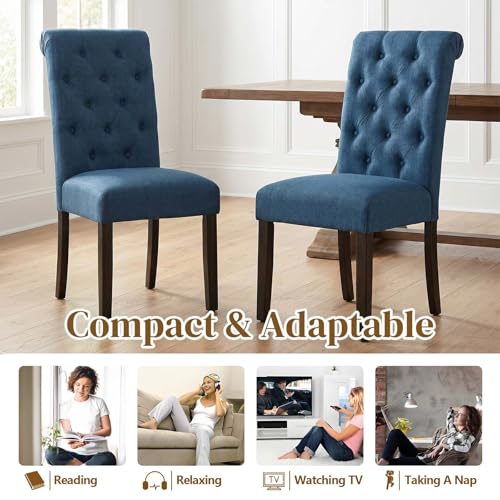 Anwick Blue Modern Accent Chair Set of 2, Mid Century Upholstered Living Room Chair with Wood Legs, Comfy Small Accent Chair with Back for Small Spaces, Office, Bedroom, Reading Spaces (Blue2) - color: Blue2