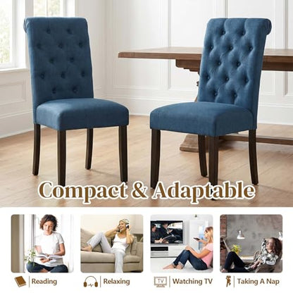 Anwick Blue Modern Accent Chair Set of 2, Mid Century Upholstered Living Room Chair with Wood Legs, Comfy Small Accent Chair with Back for Small Spaces, Office, Bedroom, Reading Spaces (Blue2) - color: Blue2