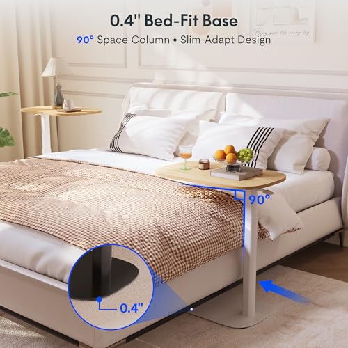 FLEXISPOT 24''Adjustable C Table Gas Spring Mobile Side End Table | Adjustable C table with Wheels, Bedside table for sofa and couch. Laptop Rolling Cart TV Tray, 23.6" W x 13.8" D,Maple - color: Maple, size: 24x14