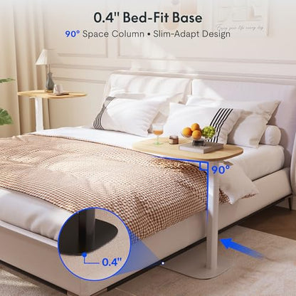 FLEXISPOT 24''Adjustable C Table Gas Spring Mobile Side End Table | Adjustable C table with Wheels, Bedside table for sofa and couch. Laptop Rolling Cart TV Tray, 23.6" W x 13.8" D,Maple - color: Maple, size: 24x14
