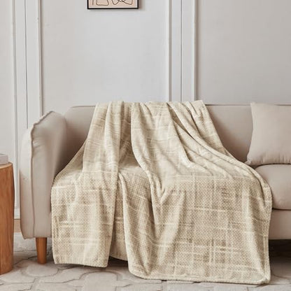COOVA Fleece Bed Blanket Twin Size, Super Soft and Cozy 3D Jacquard Warm Blankets, Lightweight and Fuzzy Throw for Couch, Sofa, Chair, Giftable (Taupe, 60"x80") - color: Graphite Taupe, size: 60"x80"