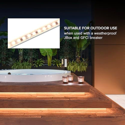 Maxxima 48 in. Hardwired LED Under Cabinet Strip Light, 1840 Lumens, 3000K | Warm White, Kitchen and Living Room 120V White Cove Lighting, No Power Supply Needed - size: 48 Inch