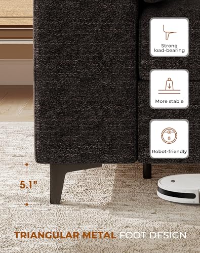 Upvilla 71.25" Modern Sofa Couch for Deep Seat Sofa Living Room(Dark Gray) | 8” Cushion, Comfy 2-Seater Chenille Loveseat with Convertible Armrest, Removable Sofa Cover, High Leg - color: Dark Gray, size: 71.25" Couch