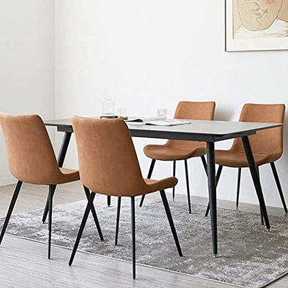 HIPIHOM Dining Chairs Set of 2, Modern Kitchen & Dining Room Chairs, Upholstered Faux Leather Cushion Seat and Sturdy Metal Legs (2 Brown Chairs) - color: Brown Chairs Set of 2
