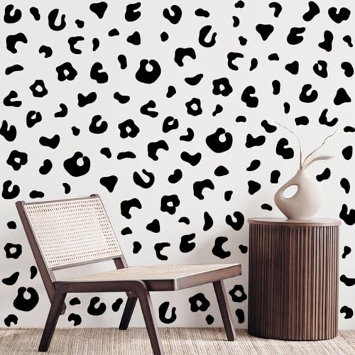10 Sheets 360Pcs Leopard Wall Decals Removable Peel & Stick Wall Stickers Self-Adhesive Animal Print Vinyl Decor for Nursery, Car,Door, Home, Bedroom, DIY Easy Installation (Black) - color: Leopard2