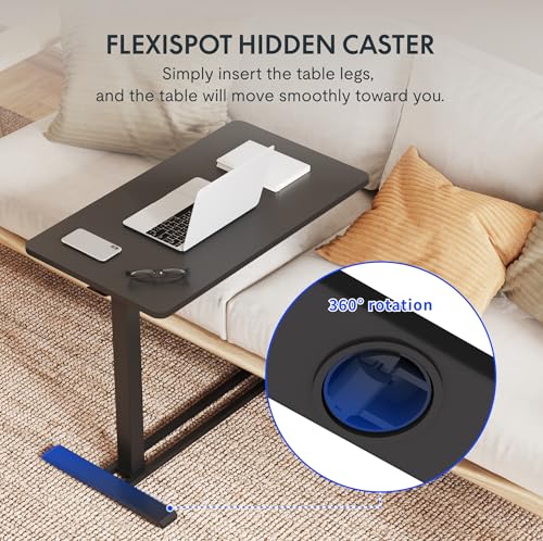 FLEXISPOT 32''Adjustable C Table Gas Spring Mobile Side End Table | Adjustable C table with Wheels, Bedside table for sofa and couch. Laptop Rolling Cart TV Tray, 31.5" W x 17.7" D,Black - color: Black, size: 32x18
