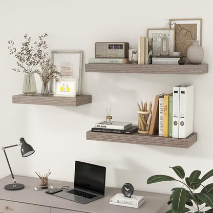 30 Inch Floating Shelves, 12'' Deep Grey Shelves for Wall Set of 2 | Invisible Brackets, Engineered Wood, Mounting Hardware Included, 45LBS, Bathroom, Laundry Room, Kitchen, Living Room - color: Grey, size: 30W x 11.6D x 2H, 2 Pack