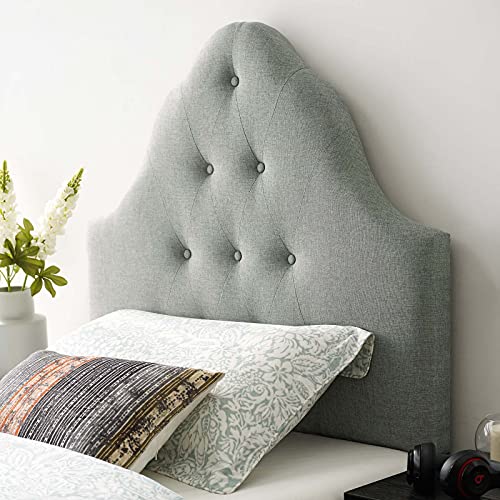 Modway Sovereign Tufted Button Linen Fabric Upholstered Twin Headboard in Gray - color: Gray, size: Twin