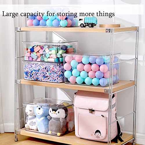 Storage Boxes, 5 Packs Transparent Food Organizer, Stackable Lidded Storage Bins (3 XL + 2M) - size: 3XL+2M