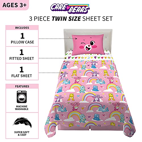 Franco Kids Bedding Super Soft Sheet Set, Twin, Care Bears - color: Care Bears, size: Twin