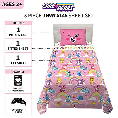 Franco Kids Bedding Super Soft Sheet Set, Twin, Care Bears - color: Care Bears, size: Twin