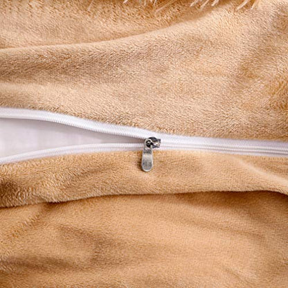 Faux Fur Velvet Fluffy Bedding Duvet Cover Set Down Comforter Quilt Cover with Pillow Sham, Ultra Soft Warm (Twin, Camel) - color: Camel, size: Twin