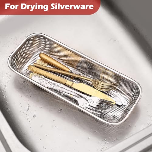 2Pack Stainless Steel Tumbler Cup Lid Organizer, Mason Jar Lid Holder | Rectangular, Stainless Steel Mesh, Cabinet Storage Basket, Silverware, Chopsticks, Straws, Utensils - style: SilverIndustrial-2pack