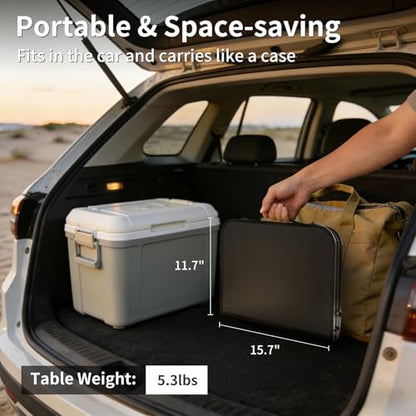 Folding Camping Table, Black Aluminum Frame,3-Position Adjustable Height,Lightweight Carry Handle, Portable for Travel, Camping Outdoor Use, 2 Ft x 1.5 Ft(Small), Black - size: 2 ft × 1.3 ft × 1.78 ft H, No Umbrella Hole