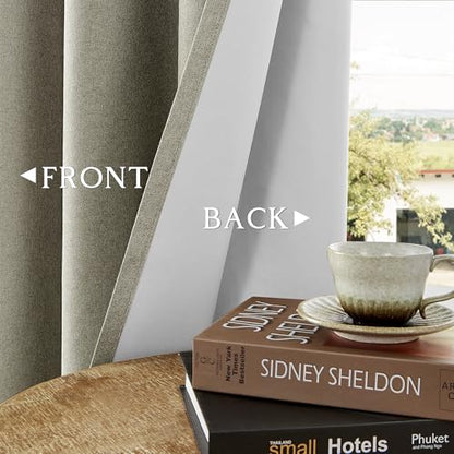 ChrisDowa Sand Blackout Curtains 45 Inches Long 2 Panels for Bedroom | Room Darkening,Light Blocking,Thermal Insulated,Faux Linen,Farmhouse,Grommet,Window Treatment,Drapes,Living Room,52x45 - color: Sand, size: 52"W x 45"L (Pack of 2)