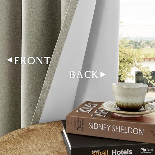 ChrisDowa Sand Blackout Curtains 45 Inches Long 2 Panels for Bedroom | Room Darkening,Light Blocking,Thermal Insulated,Faux Linen,Farmhouse,Grommet,Window Treatment,Drapes,Living Room,52x45 - color: Sand, size: 52"W x 45"L (Pack of 2)