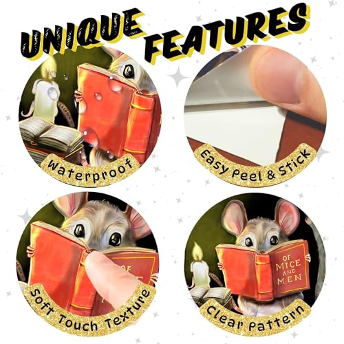 Mouse Reading Book Wall Sticker Decal – Kids Room, Classroom, Home Decor, Bookcase, Book Lover Gift, Children's Bedroom, Nursery, Cute Mouse, MICESTERPIECE - style: Reading Mouse Alt