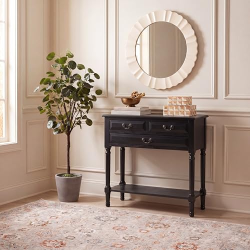 SAFAVIEH Furniture - Primrose 3-Drawer Console Table - Black - Solid Wood - Farmhouse Classic Design - Ideal for Entryway, Living Room, Hallway, 23.5" W x 13" D x 29.5" H (CNS5707B) - color: Black