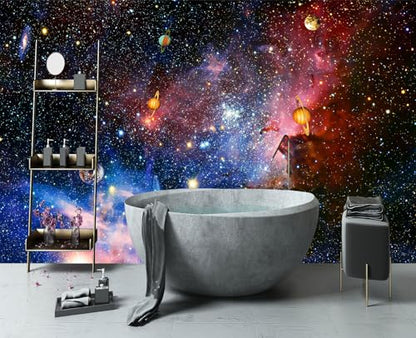 YIHWM-Peel and Stick Galaxy Wallpaper Universe Planet Starry Sky wall Mural | Tear-resistant,with a substantial feel;Will not be damaged during repositioning.Boy's Room,kids room wallpaper.XL-157"x108" - color: Yh12, size: 157"x108"