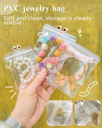 Jewelry Pouches Clear Travel PVC Jewelry Organizer, 100Pcs for Earrings Rings Necklaces Organizer bags - color: 100Pcs Earrings Bag 2.37x3.15 in