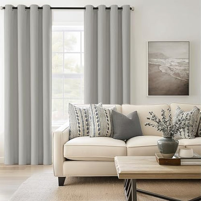 ChrisDowa Light Grey Blackout Curtains 102 Inches Long 2 Panels for Bedroom | Room Darkening,Light Blocking,Thermal Insulated,Faux Linen,Farmhouse,Grommet,Window Treatment,Drapes,Living Room,52x102 - color: Light Grey, size: 52"W x 102"L (Pack of 2)