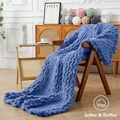 Cozyful Chunky Yarn for Hand Knitting - #10 Chunky Chenille Yarn, Jumbo Big Thick Chunky Yarns for Crocheting, Super Bulky Chunky Knit Blanket Yarns, 8 Skein (22 yds 8 oz Each Skein), Country Blue - color: Country Blue