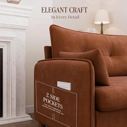 50" Mini Loveseat Couch for Small Space Tufted Love Seat Sofa for Bedroom and Apartment | Small Couches Brown - color: Brown
