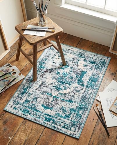 Rugs.com - Monte Carlo Rug – 2' x 3' 1 Turquoise Easy-Clean Rug – Ideal for Entryways, Kitchens, and Small Spaces - color: Turquoise, size: 2'2" x 3' (Rectangular)