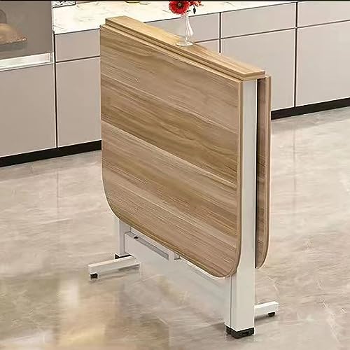 Expandable Drop Leaf Dining Table - Space-Saving Wooden Kitchen Table Multi-Functional 3-in-1 Design for Kitchen & Living Room Foldable Versatile Compact - color: C-weißes Regal, size: 100 cm