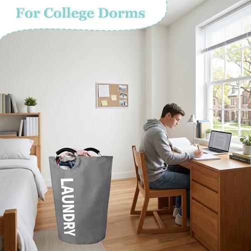 WOOHA 125L Large laundry basket,Collapsible laundry hamper, Tall Clothes Baskets Folding Washing Bin Foldable Fabric Hamper Bags for Bedroom, Closet,Bathroom,College,laundry bag,Darkgray - color: Darkgray, size: 125L-XXXL