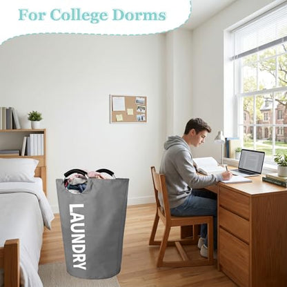 WOOHA 125L Large laundry basket,Collapsible laundry hamper, Tall Clothes Baskets Folding Washing Bin Foldable Fabric Hamper Bags for Bedroom, Closet,Bathroom,College,laundry bag,Darkgray - color: Darkgray, size: 125L-XXXL
