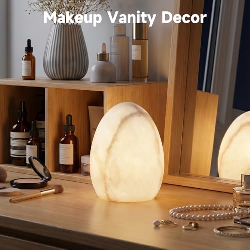 Marble Table Lamp, Tap Night Light, Dimmable Warm Ambient Light, Dinosaur Egg Shape