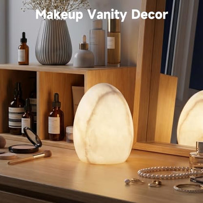 Marble Table Lamp, Tap Night Light, Dimmable Warm Ambient Light, Dinosaur Egg Shape