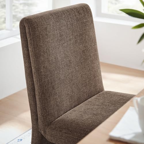Modway Emory Fabric Slipper Dining Chair in Mocha – Upholstered Armless Dining Side Chair – Versatile Modern Accent Chair or Vanity Chair - color: Mocha